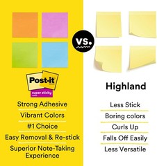 Post-it Super Sticky Notes, 3 Sticky Note Pads, 3 x 3 in., School Supplies for S