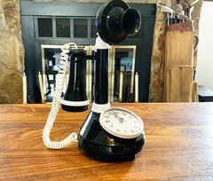 Repurposed Candlestick Western Electric Clock Classic Black Telephone Clock