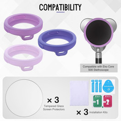 Stethoscope Protection Kit Compatible with EKO Core 500, 3 2.5D Tempered Glass S