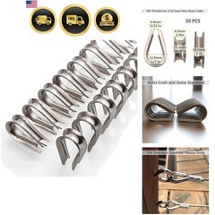 50Pcs Stainless Steel Thimble for 3/16 Steel Wire Rope Cable, M5 Rope Thimble…