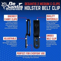 DeSantis 2 Medium C-Clips 2 Hole – Discreet Carry Gun Holster Belt Clip, Tuck…
