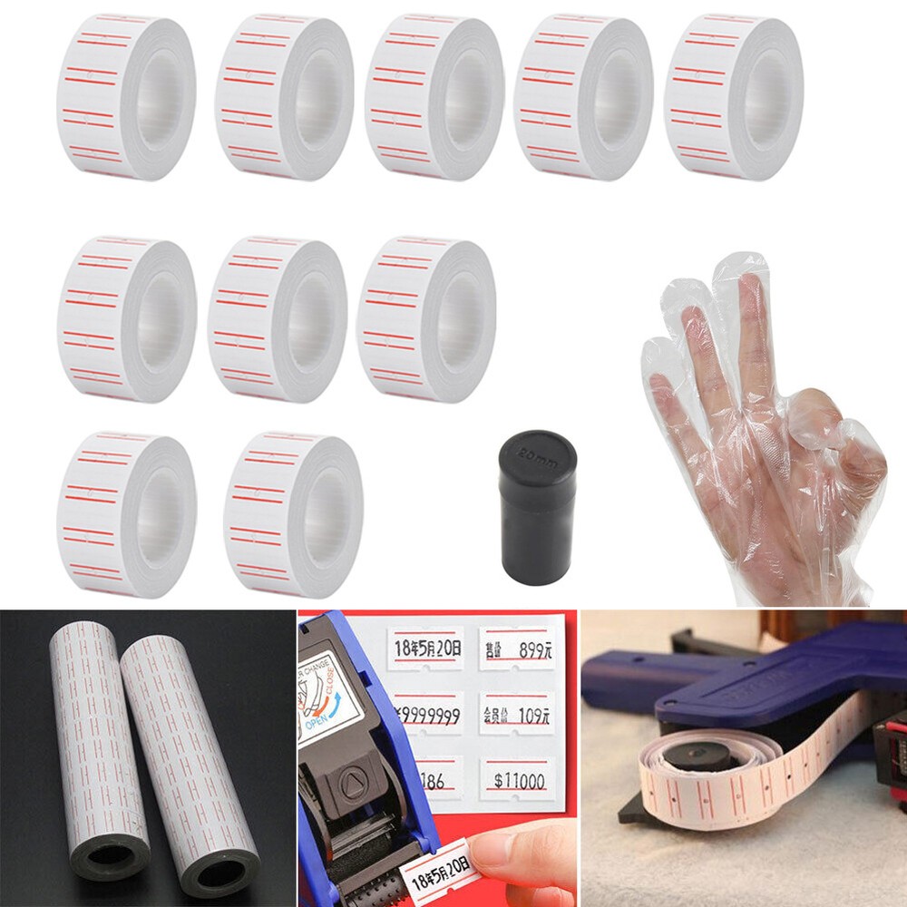 10-100 Rolls White Price Tag Gun Labels 600 Stickers/Roll Ink Refill for Mx-5500