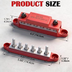 250A 12V Bus Bar Marine, 1/4″ Power Distribution Block, Battery Buss Bar