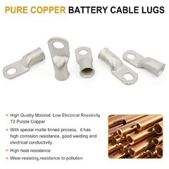 0 Gauge Tinned Copper Lugs 4 PCS 1/0 AWG 5/16” UL Listed Ring Terminals Heavy