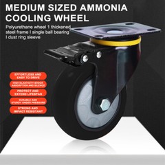 2/4 Pcs 4 Inch Black Swivel Plate Casters – Locking Caster Wheels with Brake
