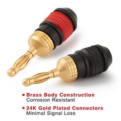 WGGE WG-008 24K Gold Safety Connector Banana Plugs (6 Pairs) (12 plugs )