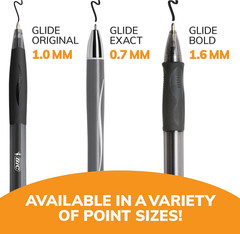 BIC Glide Bold Black Ballpoint Pens, Bold Point (1.6Mm), 12-Count Pack, Retracta