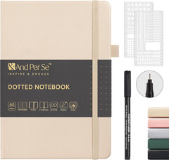 Bullet Dotted Journal Notebook, A5 Leather Hardcover, 176 Numbered Pages 100GSM