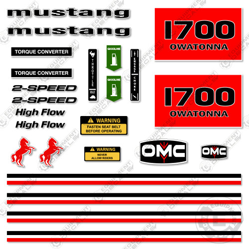 Fits OMC Mustang 1700 Decal Kit Skid Steer – GASOLINE VERSION!