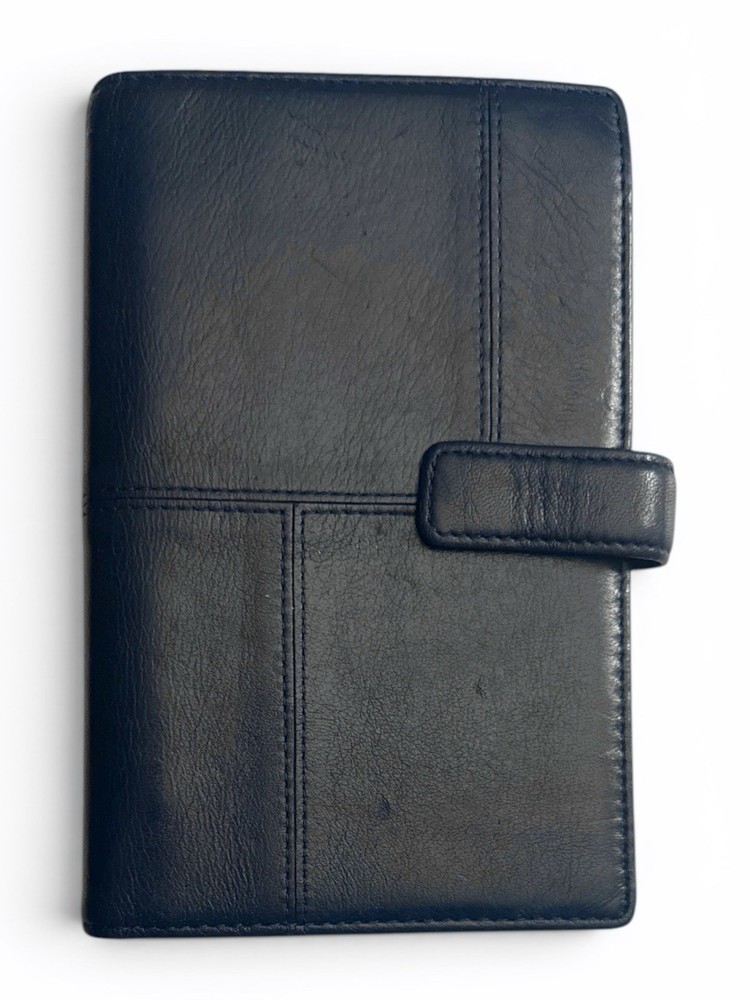 Franklin Covey Anna Pocket Snap Binder Blue Nappa Leather 6X3.5 Planner #59363