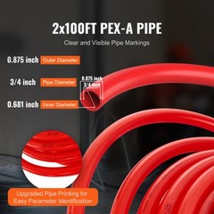 VEVOR 3/4” 2x100ft Blue& Red PEX-A Tubing/Pipe for Potable Water with Cutter