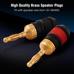 WGGE WG-008 24K Gold Safety Connector Banana Plugs (6 Pairs) (12 plugs )