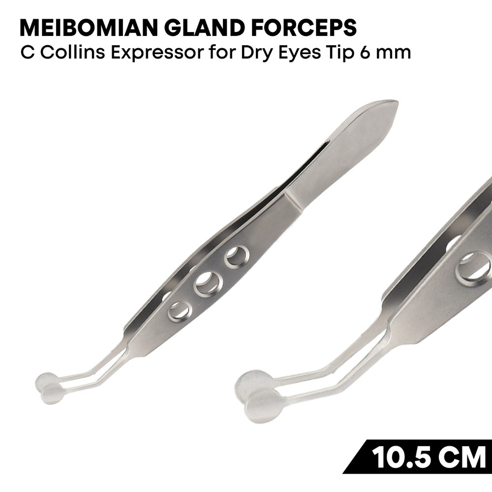 Meibomian Gland Expressor Forceps C Collins Tip 6 mm Dry Eye Ophthalmic Tweezer