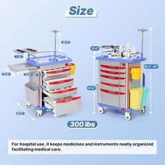 Medical Crash Cart with Emergency Accessory, Emergency Cart for Hospitals Clinic