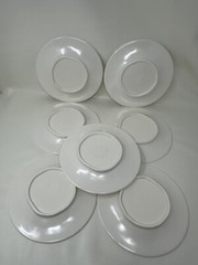 Melamine Hubert White Wide Rim Luncheon Salad Plate 8 1/4 In Diameter Set Of 7