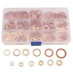 280Pcs Kit 12 Sizes Assorted Solid Copper Crush Washers Seal Flat Ring + Case