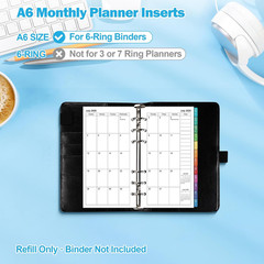 2026-2029 Monthly Planner Refills: 36 Months A6 Planner Inserts for 6-Ring Binde