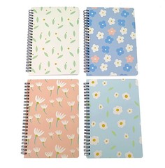4 Pack A5 Spiral Notebook Journal,Wirebound 210 x 145millimeters, multicolor
