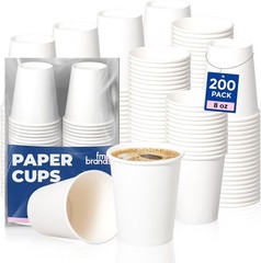 200 Pack 8 oz Eco-Friendly Disposable Paper Coffee Cups for Hot & Cold Beverages