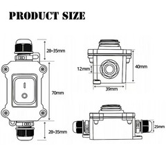 Waterproof Inline Cord Switch,Dpst AC 20A-125V,16A-250V on off Toggle Switch wit