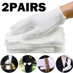 White Cotton Work Gloves Soft Thin Jewelry Coin Inspection Handling Gloves US