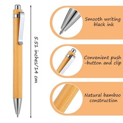 50Pcs Bamboo Pens, Bulk Wooden Pens, Engraving Wooden Ballpoint, Wood Natural…