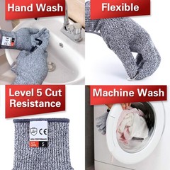 Level 5 Cut Resistant Gloves – 4 Pack for Kitchen, Meat, Wood Carving