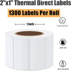 2×1 1300/Roll Direct Thermal Shipping Barcode Label Address Multipurpose Sticker