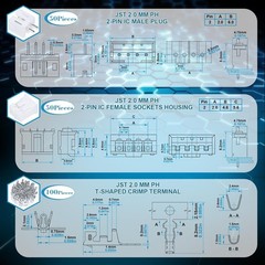 200-Piece JST PH 2.0mm Pitch Connector Assembly – Versatile Electronic Solution