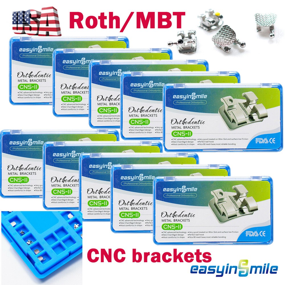 EASYINSMILE Dental Brackets Orthodontic Braces MINI Roth/MBT 022 345 Hook Mesh