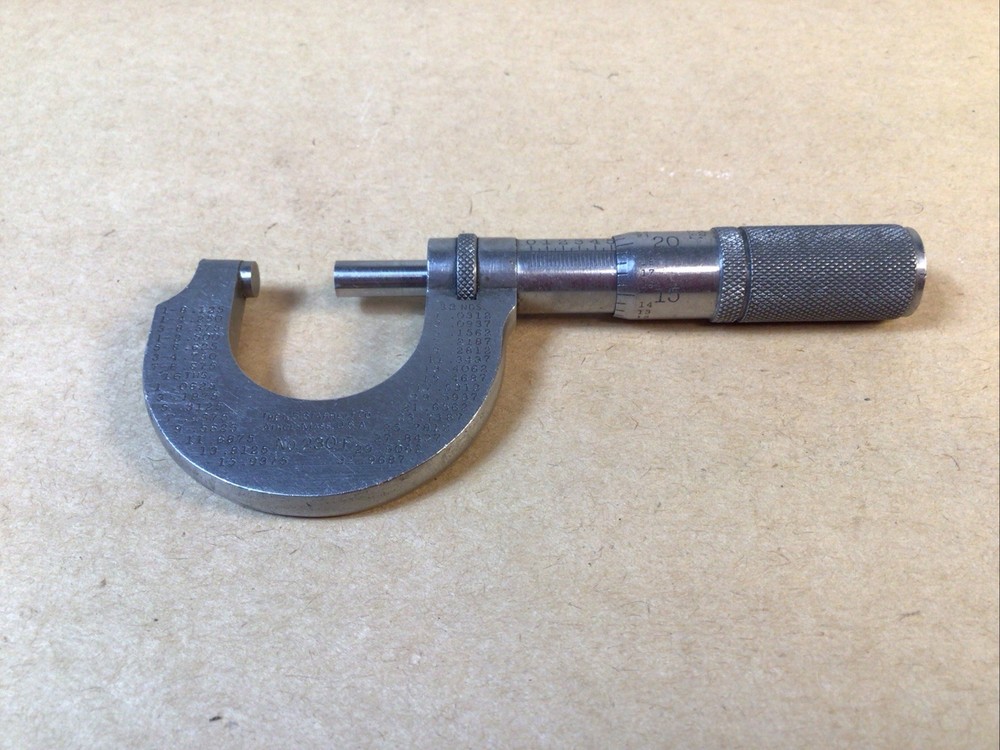 Vintage The L.S. Starrett Co. No. 230-F Micrometer 0-1” / Turns Smoothly