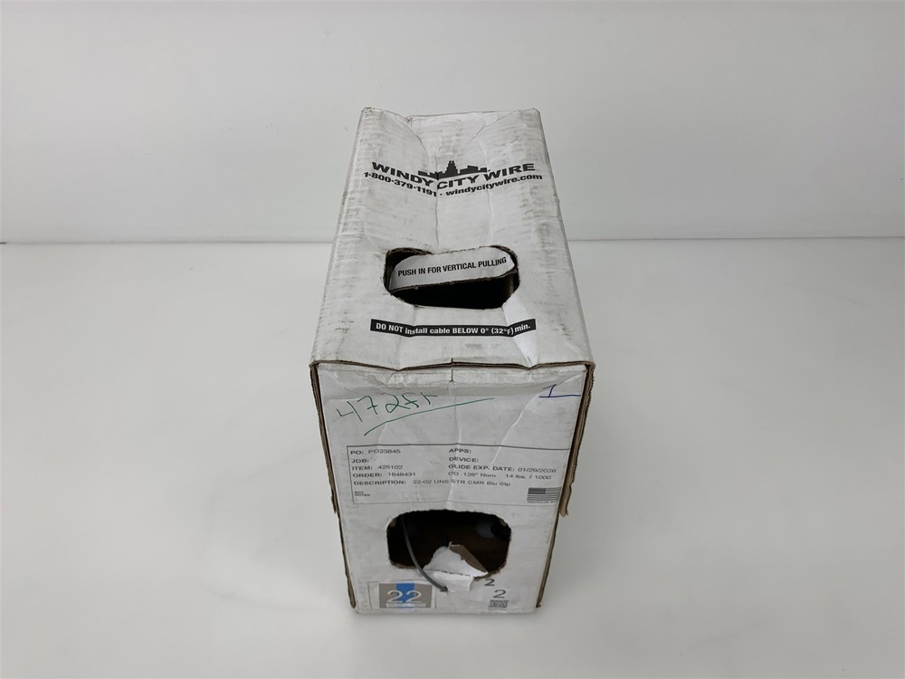 Windy City Wire 22-02 Unshielded 22AWG Str Cmr Blu Stp 425102 – 472ft