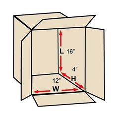 PARTNERS BRAND 16 x 12 x 4 Corrugated Cardboard Boxes, Flat 16L x 12W x 4H, Pack