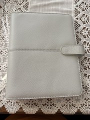 Classic Franklin Covey Anna Leather Binder Grey Color , Silver Rings Rare