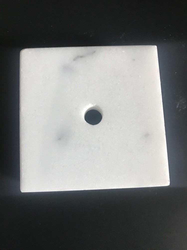 22 Count – 3X3x1 Marble Bases Trophy Bases Countersunk Holes White w/ Gray Veins