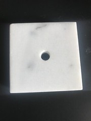 22 Count – 3X3x1 Marble Bases Trophy Bases Countersunk Holes White w/ Gray Veins