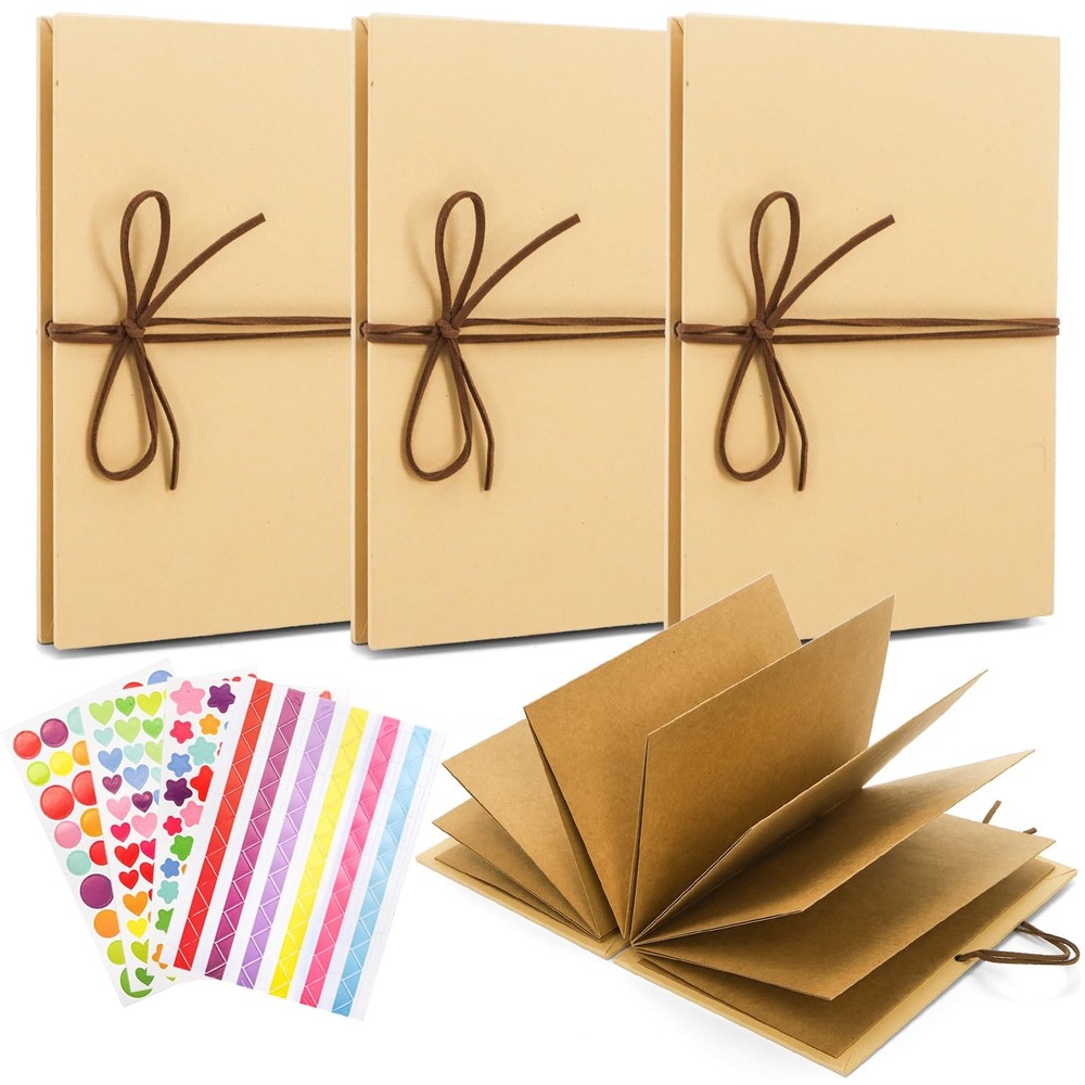 Hacaroa 4 Pack 6 x 8 Inches Accordion Scrapbook 8.3″L x 5.9″W x 0.6″H, Brown