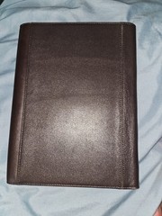 Franklin Covey Dark Brown Full Grain Leather Planner Notebook Cover Snap Closure