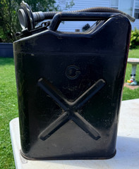 Vtg USMC Military 5 Gallon Metal Gas Can Black Jerry Can w/Flexible Cap Spout