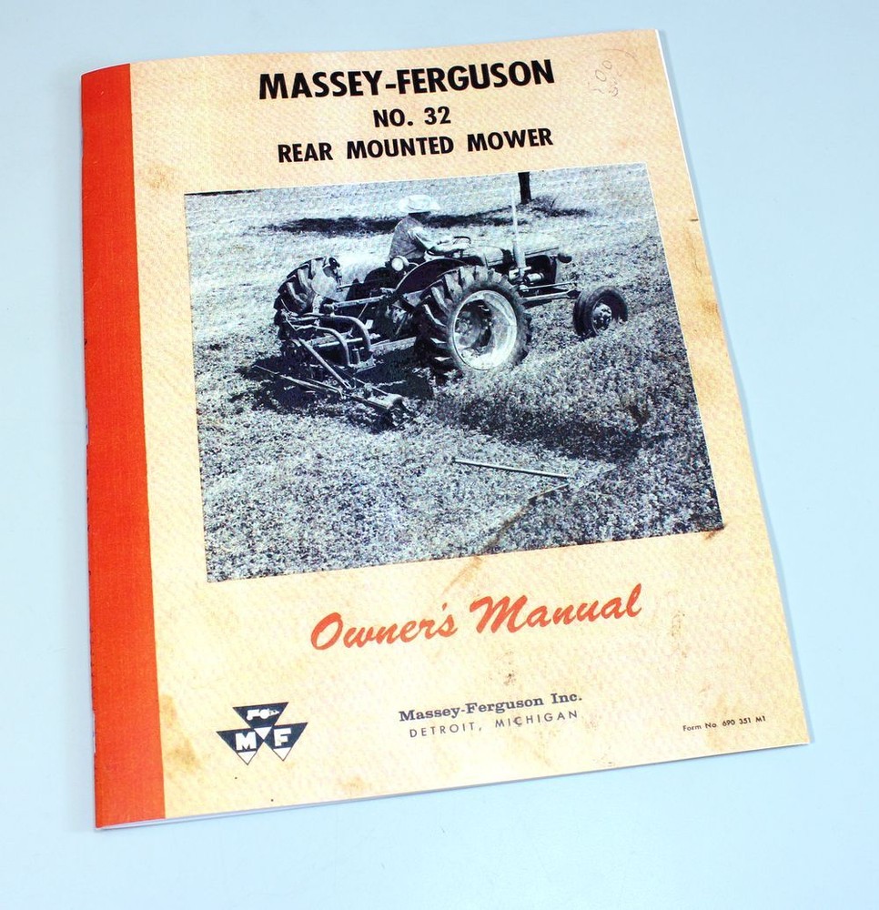 Massey Ferguson No 32 Mower Operators Owners Manual Bar Sickle Guard Mf Section