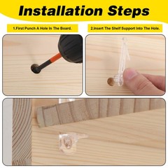 30PCS Clear Plastic Locking Shelf Support Pegs, Self-Locking Transparent