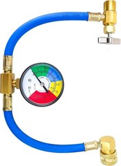 R134A AC Recharge Kit w/Gauge & Puncture Valve,Car Freon Refrigerant Charge Hose