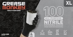 X Large Black Grease Monkey Disposable Nitrile Gloves Pack of 100