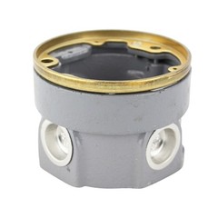 HUBBELL B2519 ROUND CAST IRON ROUND FLOOR BOX, DEEP, FULLY ADJUSTABLE, BRASS