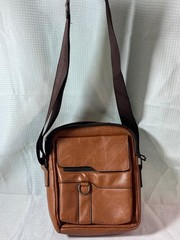 Unbranded Tan Brown Faux Leather Messenger Bag Crossbody Satchel Organizer