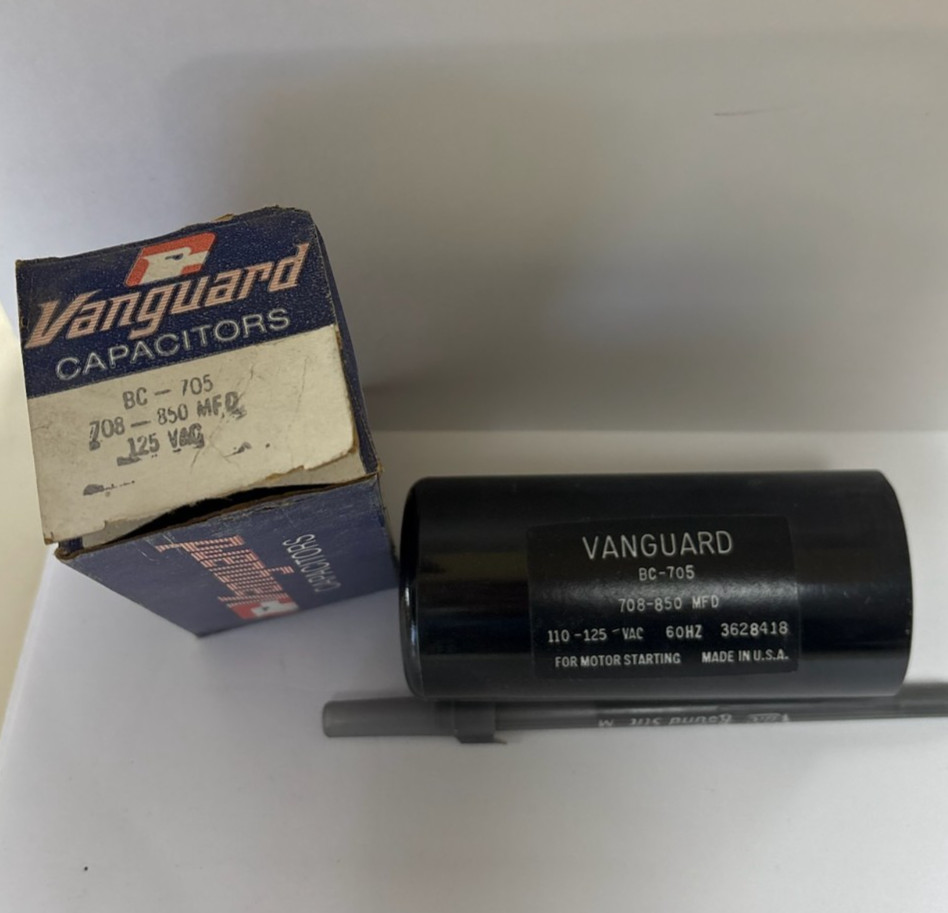 Vanguard BC-705-S Electric Motor Start Capacitor, 708-850 uF, 110-125VAC