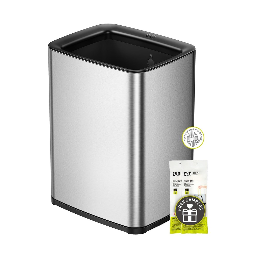 EKO Laguna 2.6 Gallon/10L Open Top Trash Can – Modern Matte Stainless Steel W…