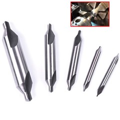 5-Piece HSS Center Drill Bits Set #1-#5, 60° Angle for Lathe & Metalworking