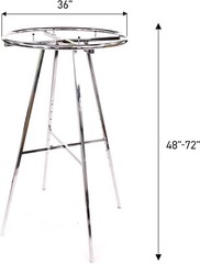 Chrome 36″ Round Clothing Rack Height 48 – 72″ H Leveler Glides Garment