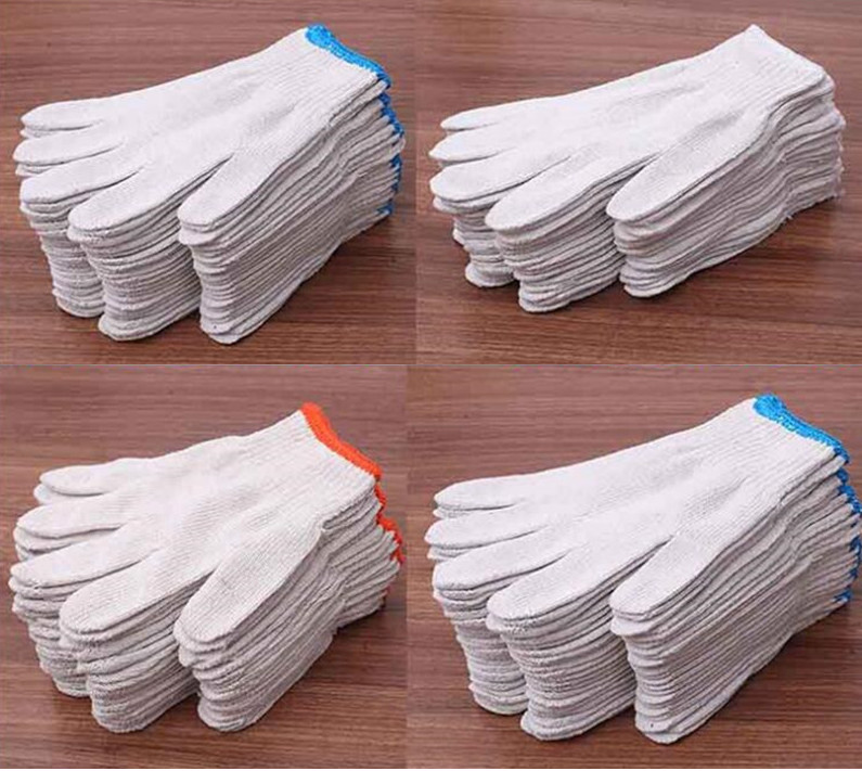 12 Pack Natural White String Grip Knit Cotton Work Gloves, XS/Small/Medium/Large